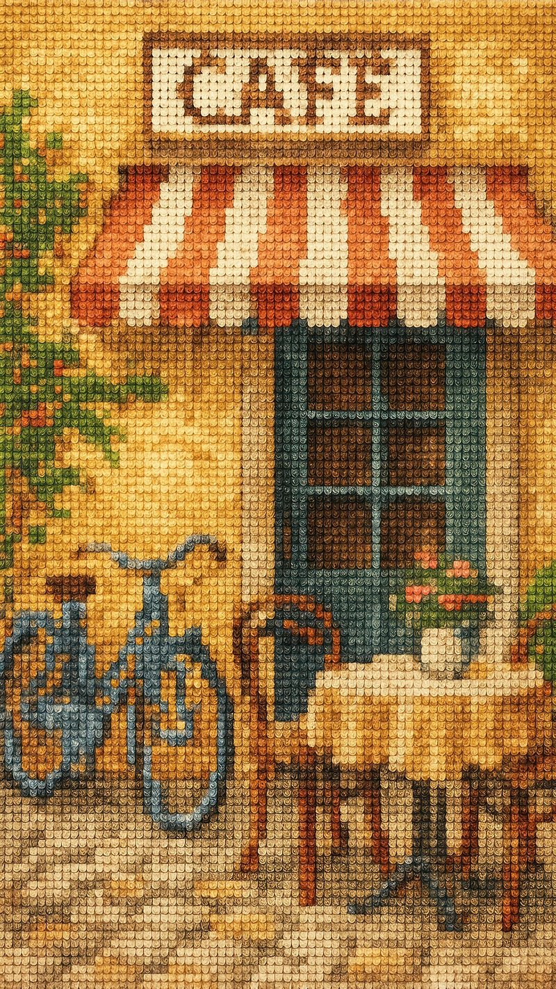 Charming vintage cafe scene.