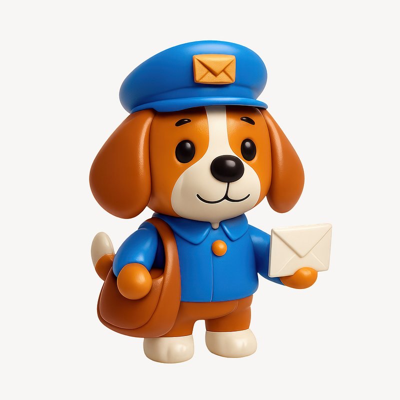 Cute mailman dog figurine