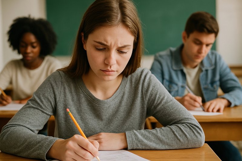 Students focused during exam