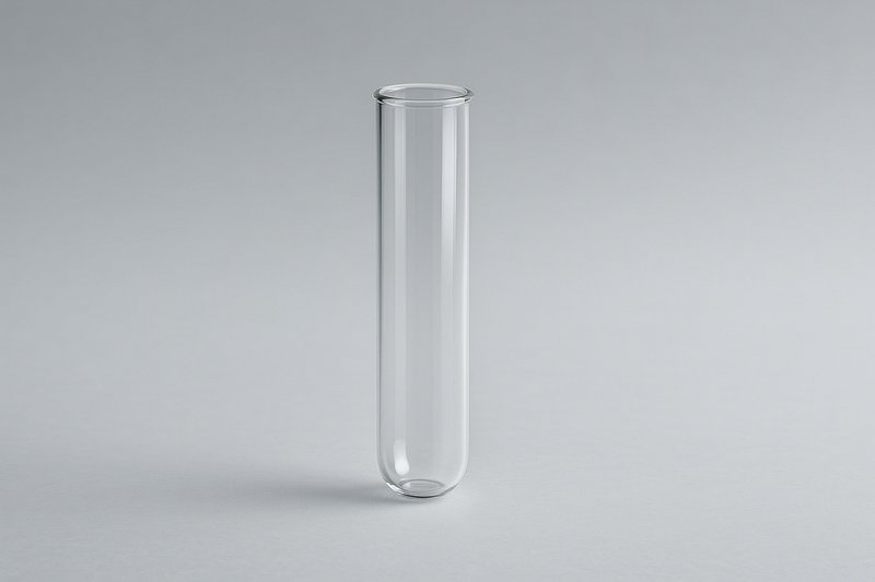 Transparent glass test tube isolated.