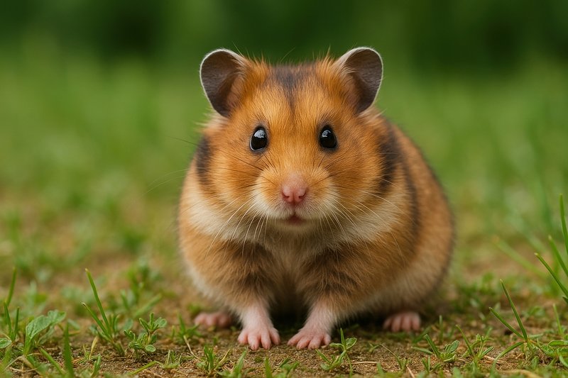 Adorable hamster on grass