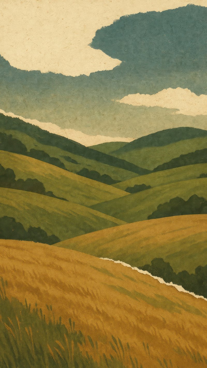 Serene rolling hills landscape.