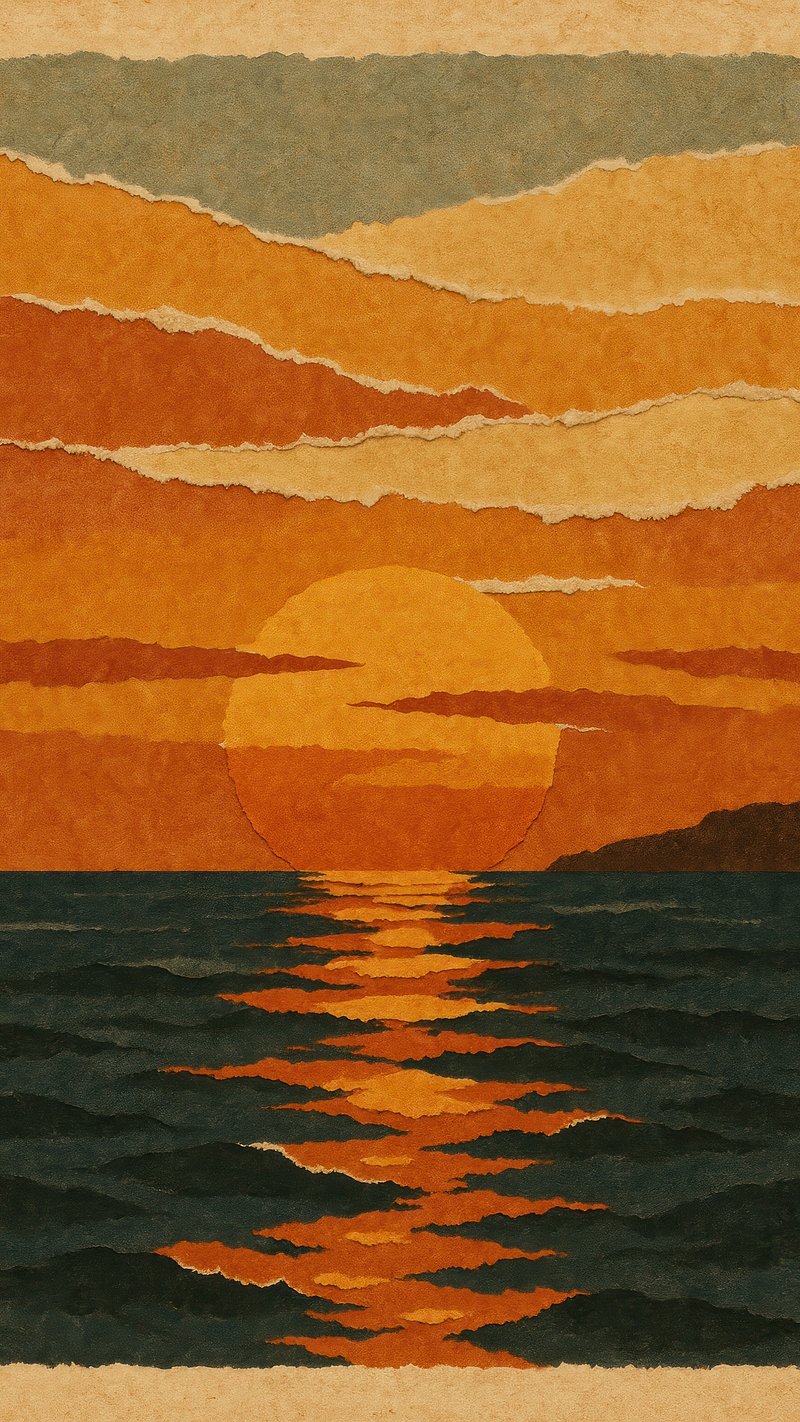 Vibrant sunset ocean scene.