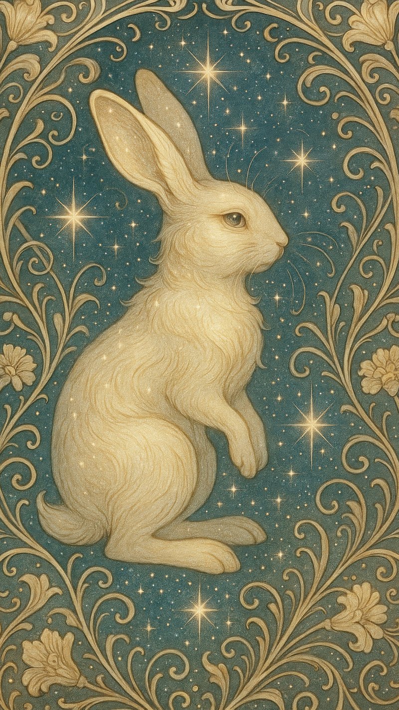 Whimsical rabbit amidst stars