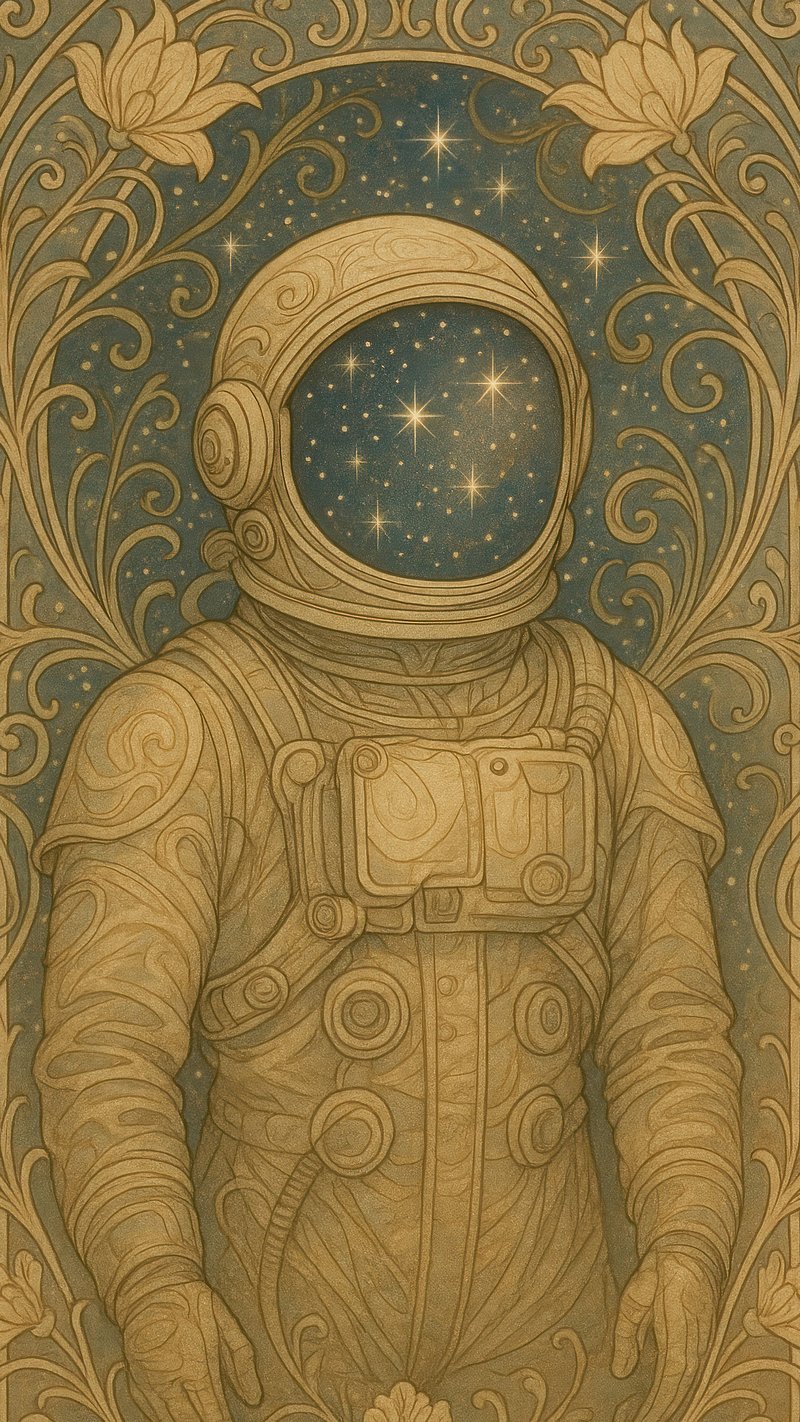 Ethereal astronaut floral starscape