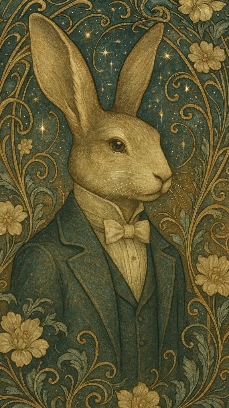 Elegant rabbit vintage wallpaper