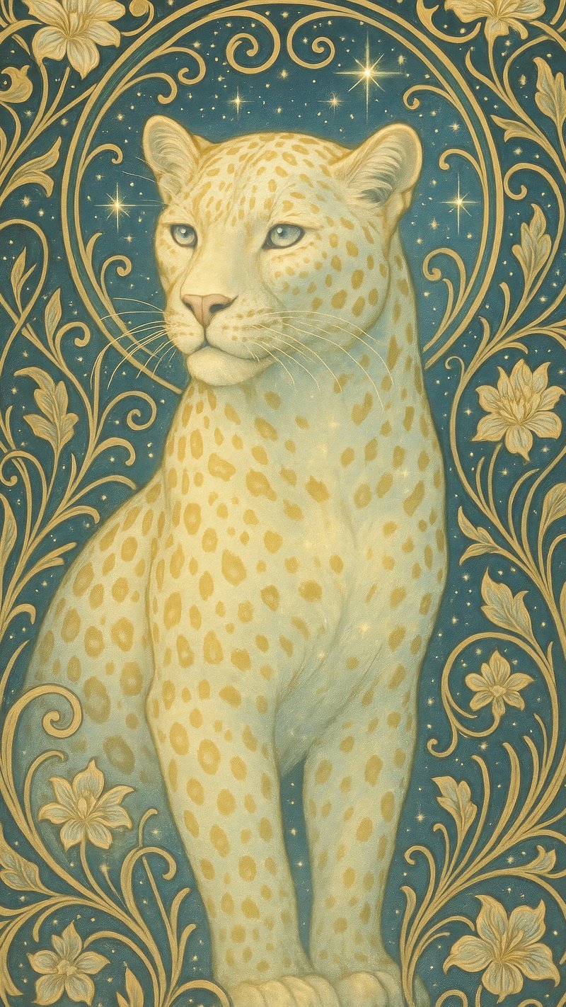 Elegant celestial leopard art