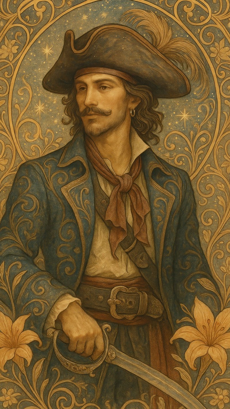 Elegant pirate-themed mobile wallpaper.