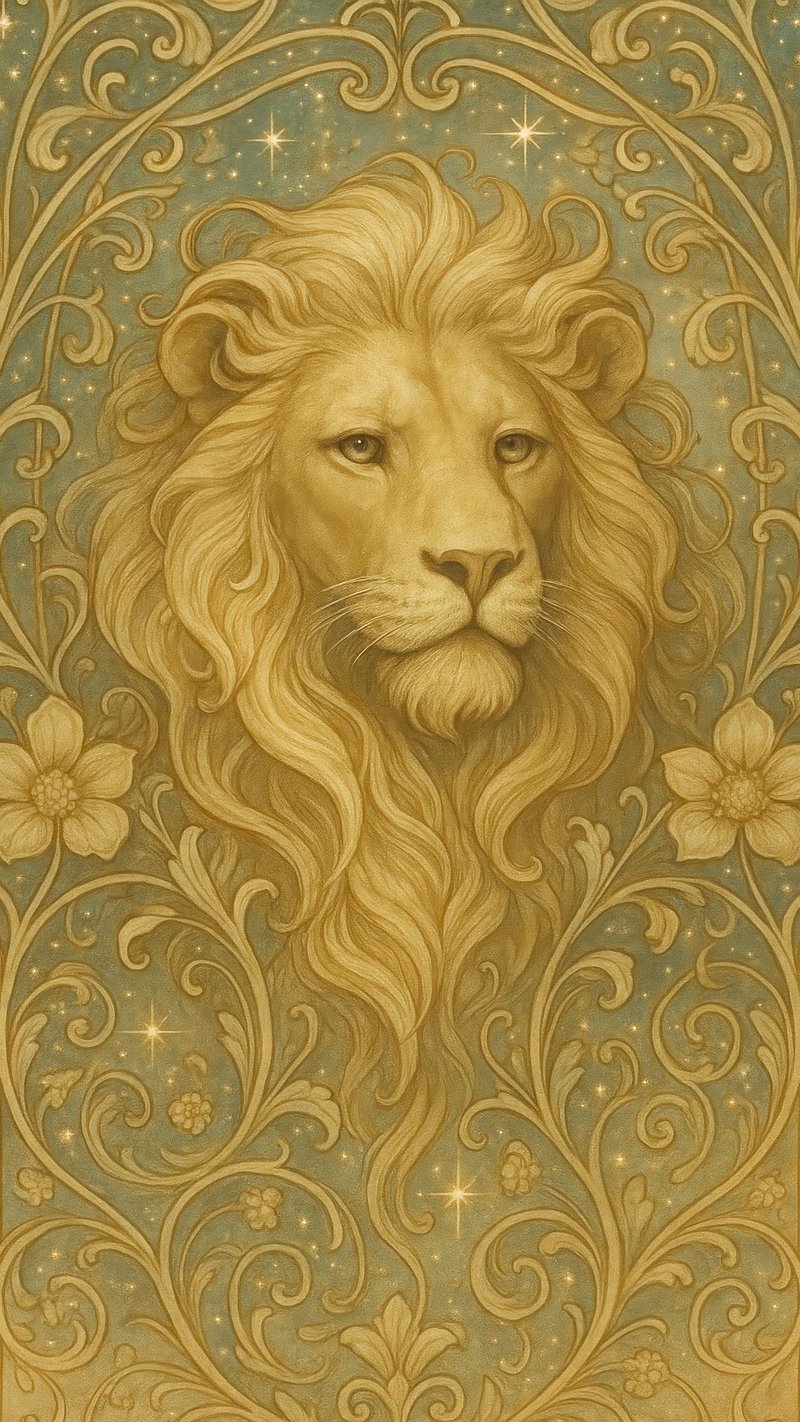 Majestic lion floral elegance.
