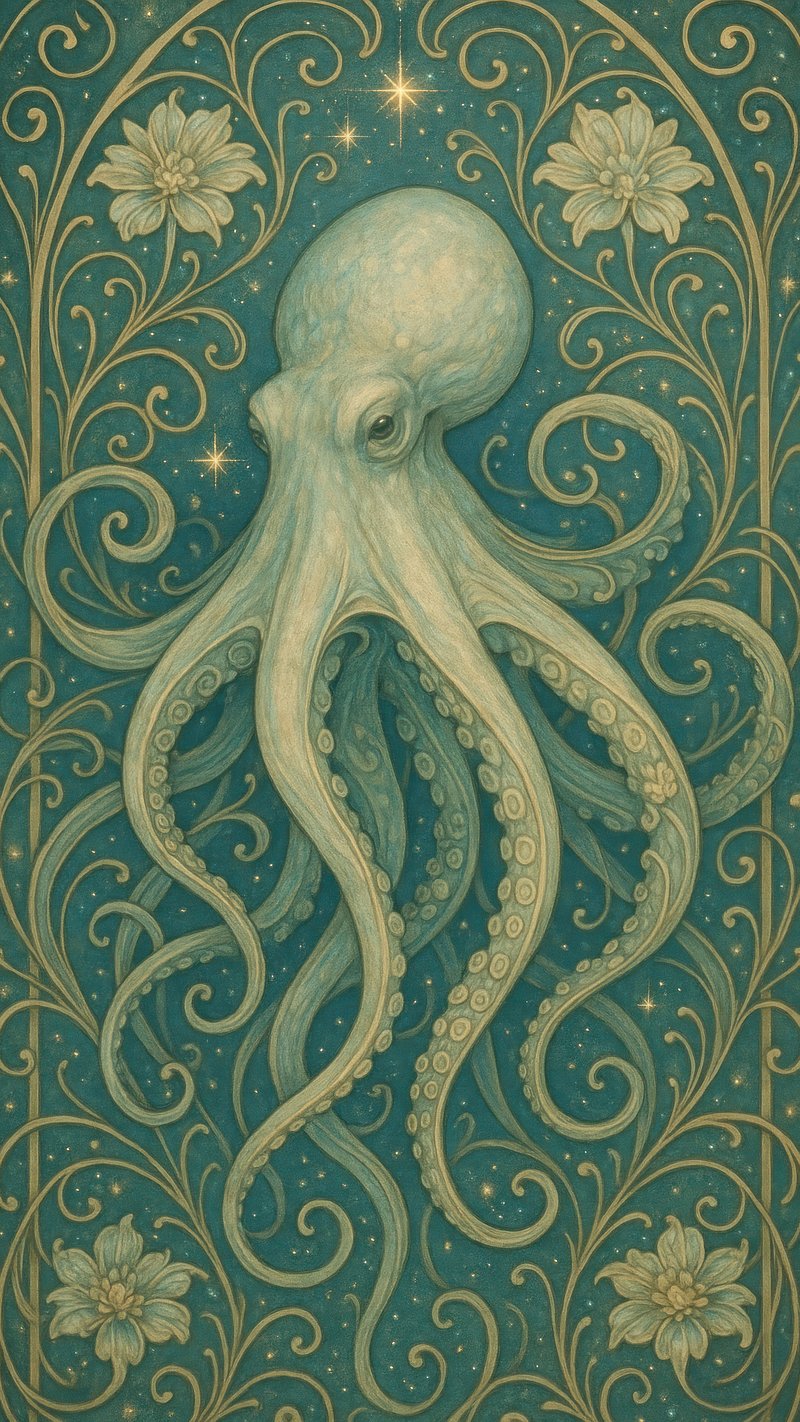 Elegant octopus art wallpaper
