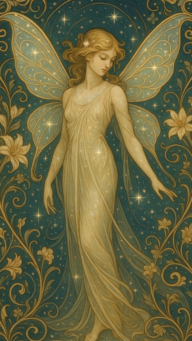 Ethereal fairy in starry elegance.