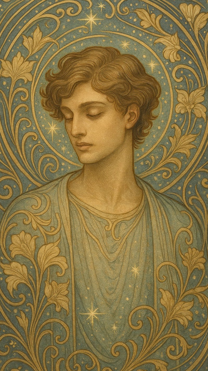 Elegant celestial art nouveau portrait