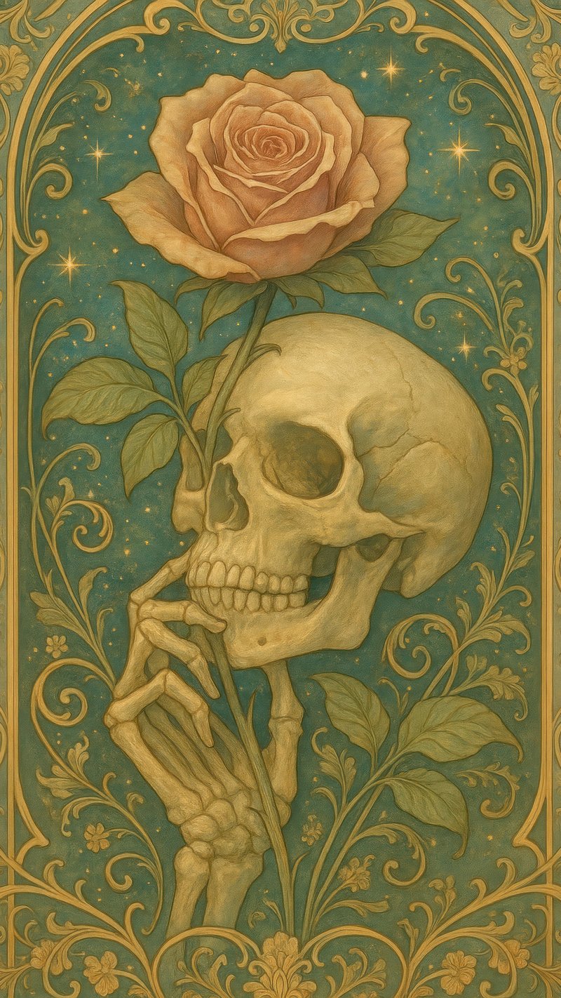 Ethereal skull rose design