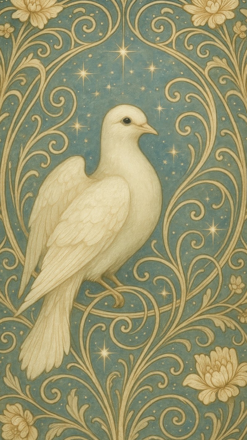 Elegant dove ornate wallpaper