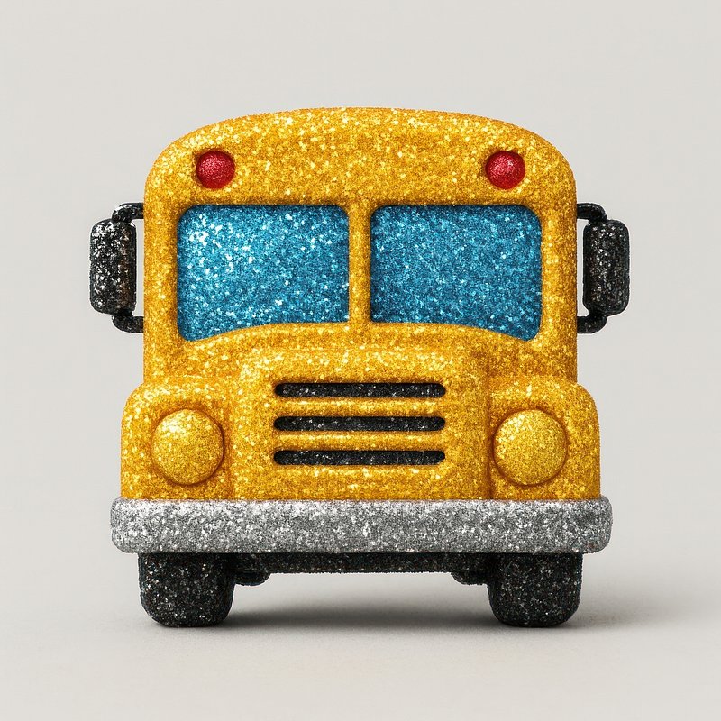 Glittery school bus illustration.