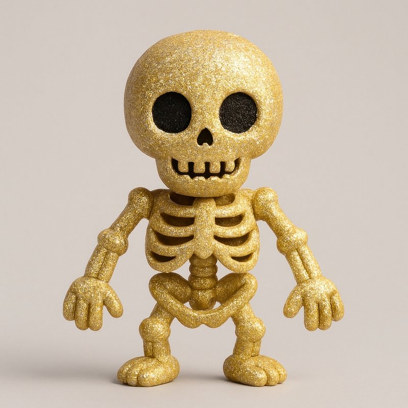 Glittery golden skeleton figurine