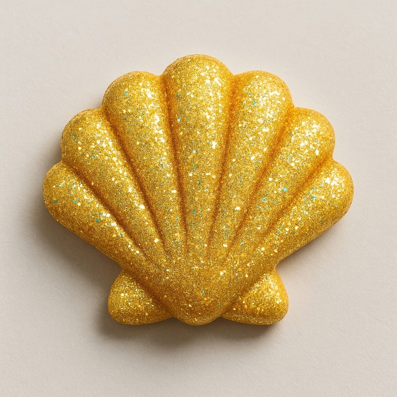 Glittering golden seashell decoration.
