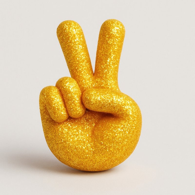 Glittery peace hand sculpture