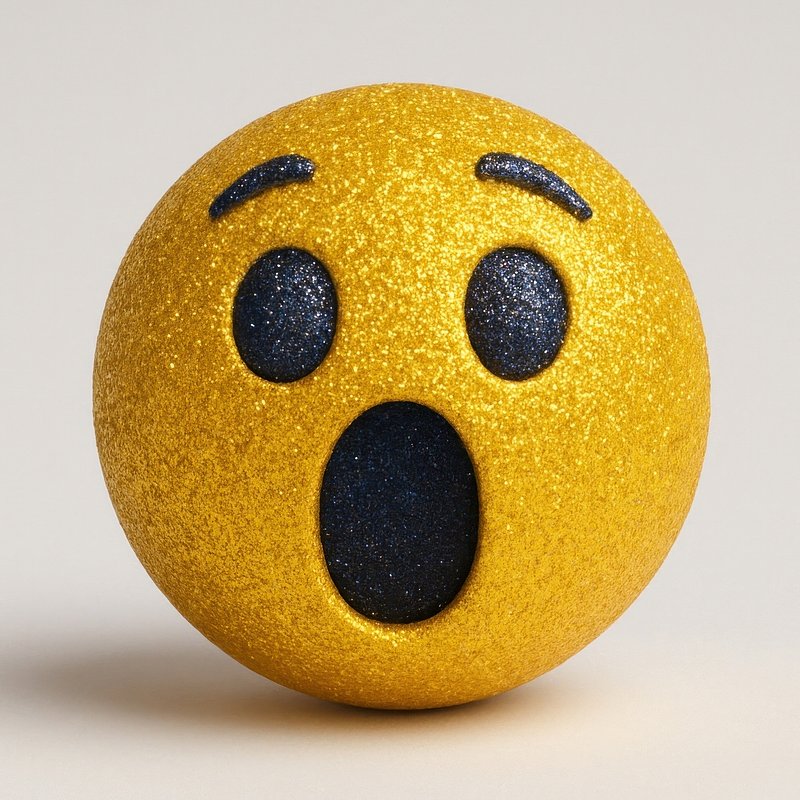 Glittery shocked emoji decoration