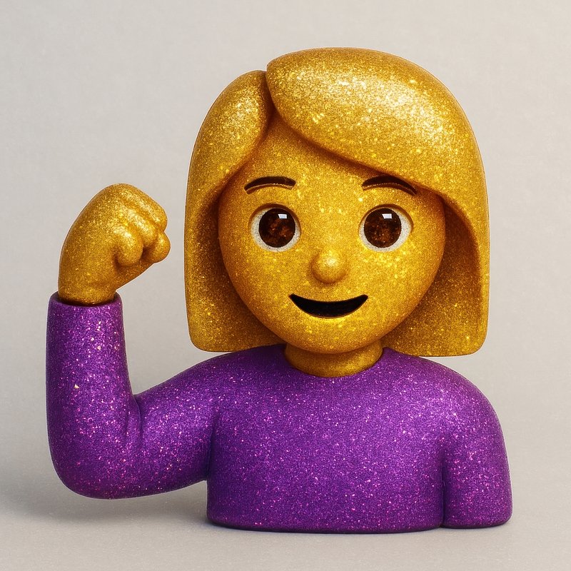 Glittery emoji figure celebrating