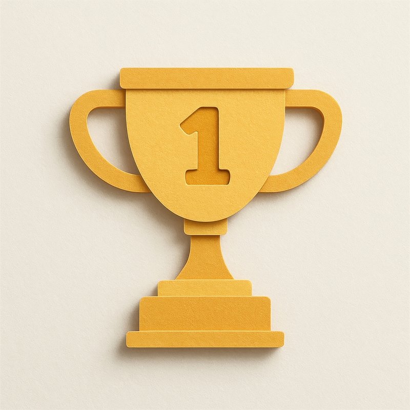 Golden trophy paper cutout illustration.