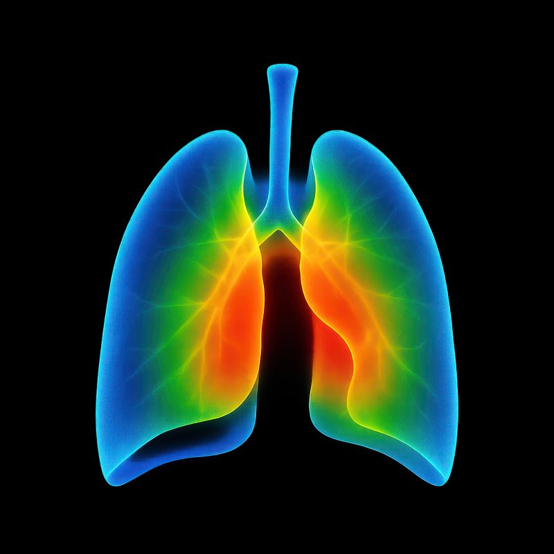 Colorful anatomical lung illustration