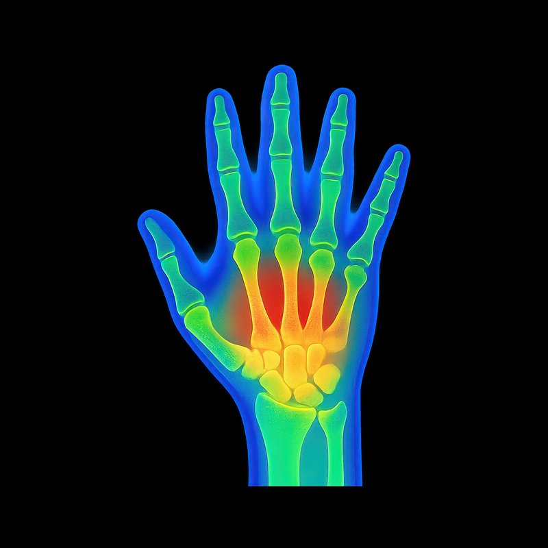 Colorful thermal hand x-ray