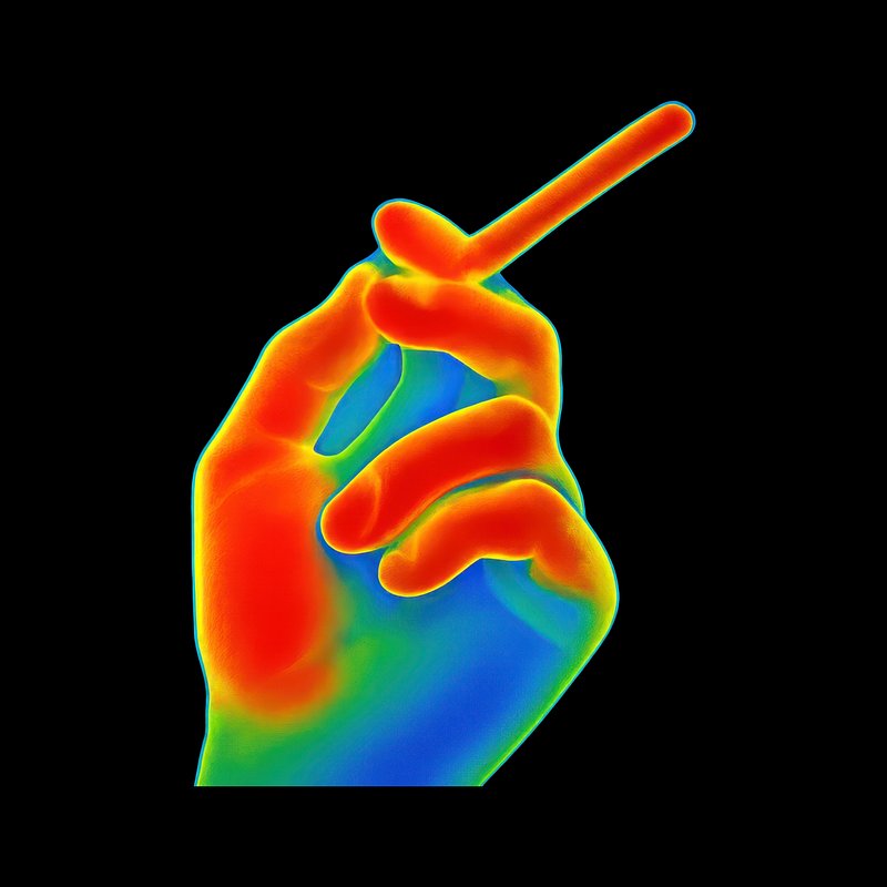 Thermal hand holding cigarette