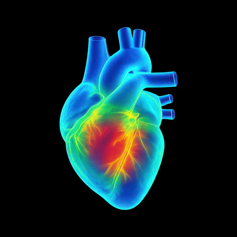 Colorful anatomical heart illustration