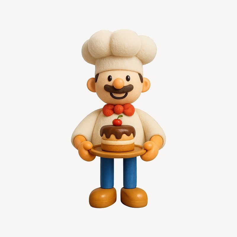 Charming cartoon chef illustration.