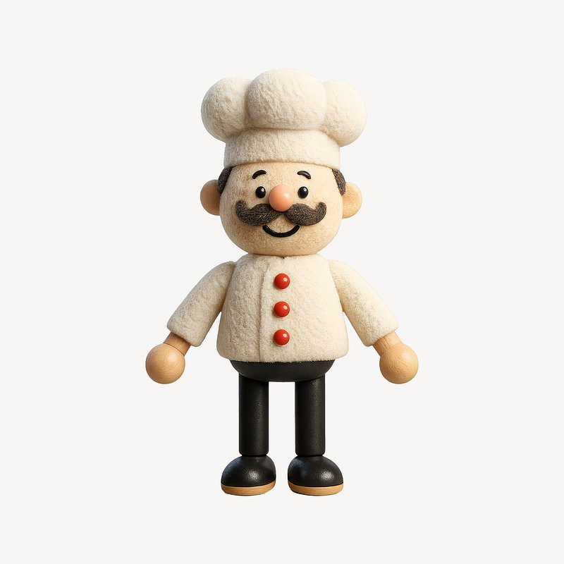 Charming chef character illustration.