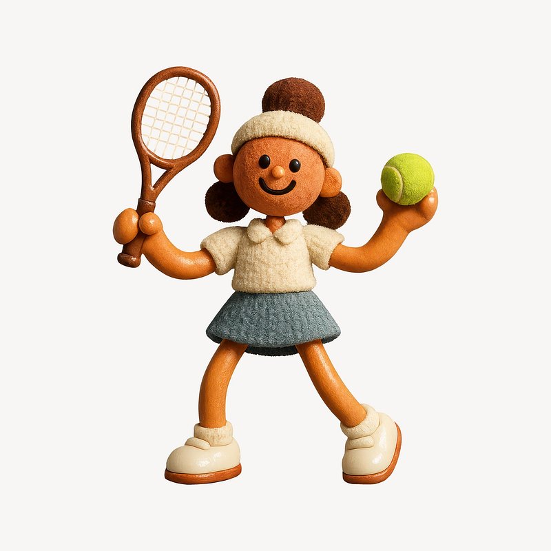 Playful tennis player illustration.