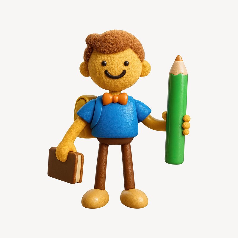 Cheerful student holding pencil