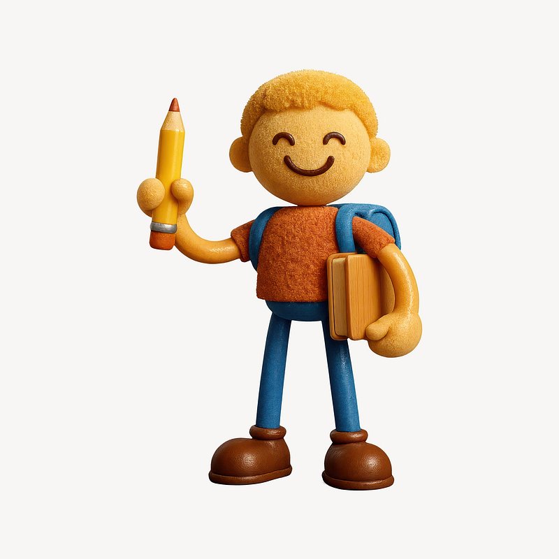 Cheerful student holding pencil