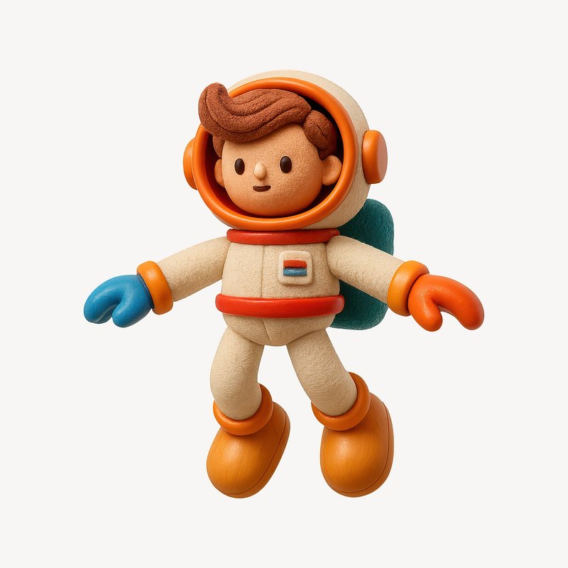 Cute astronaut floating space
