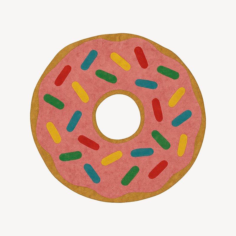 Colorful donut with sprinkles.