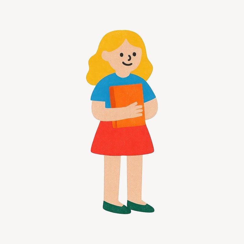 Cartoon girl holding book
