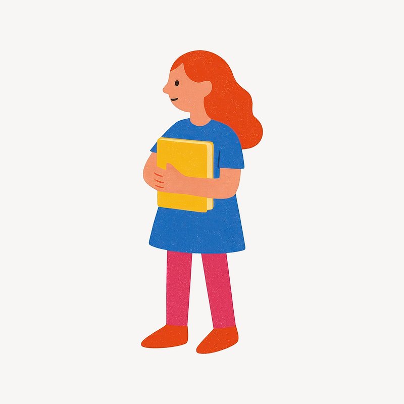Colorful cartoon student illustration.