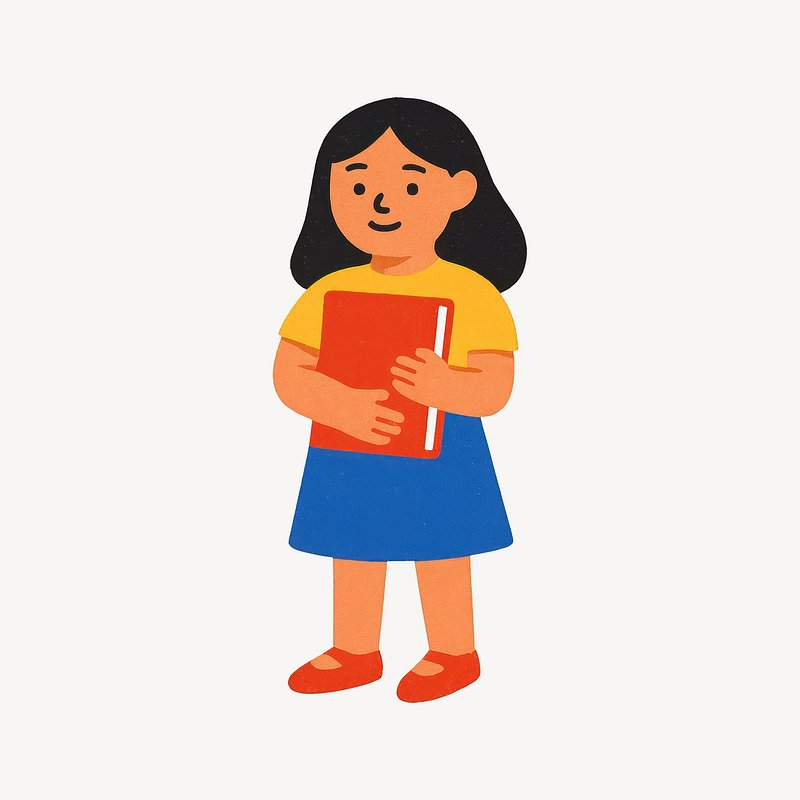 Cartoon girl holding book