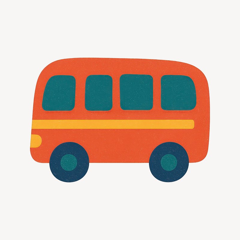 Colorful cartoon school bus illustration.