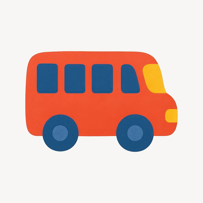 Colorful cartoon school bus illustration.