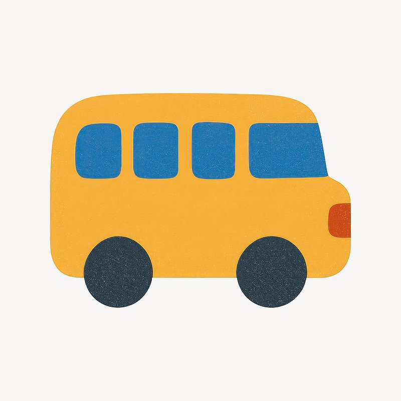 Colorful cartoon school bus illustration.