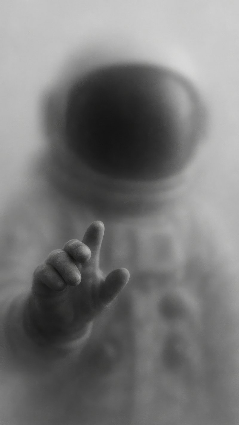 Mysterious astronaut reaching out.