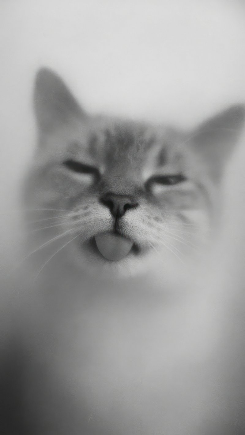 Playful cat tongue portrait
