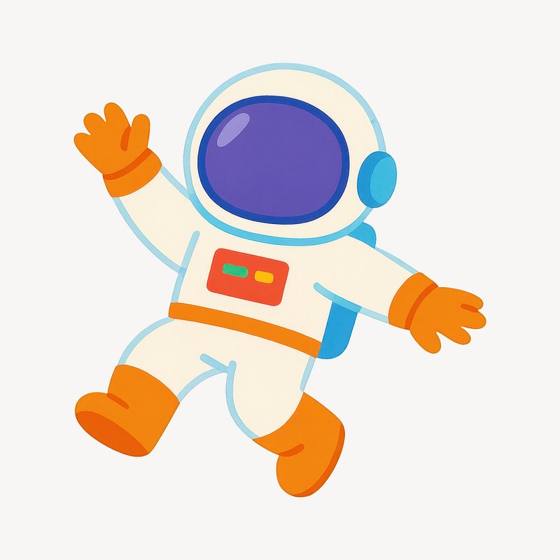 Playful cartoon astronaut illustration.