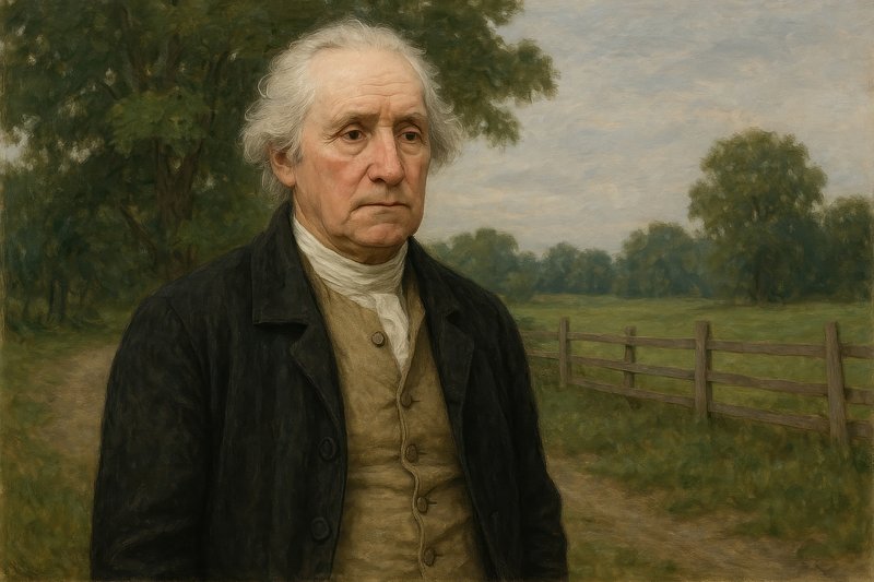 Elderly man in rural landscape