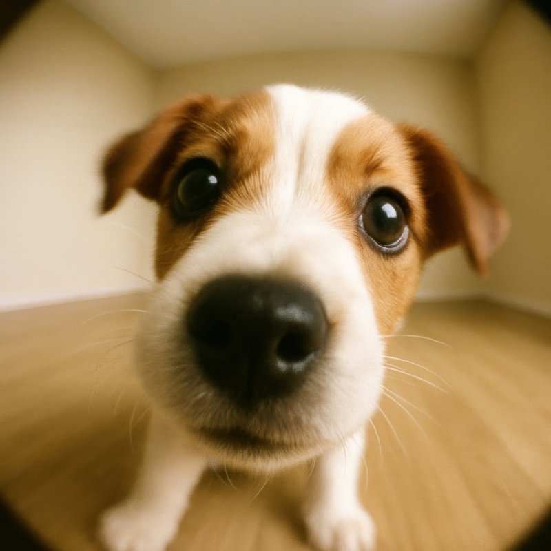 Adorable puppy with curious eyes.