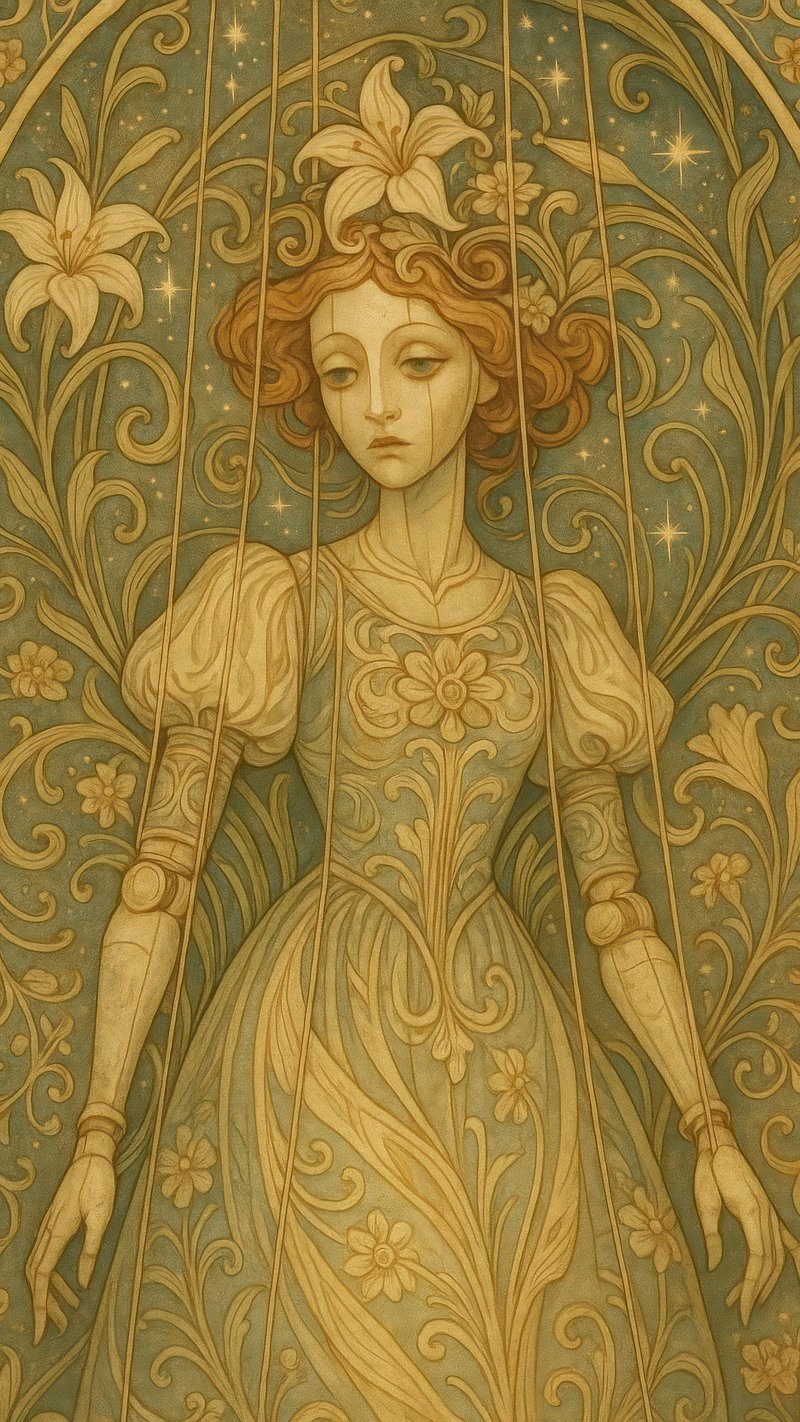 Elegant art nouveau floral illustration.