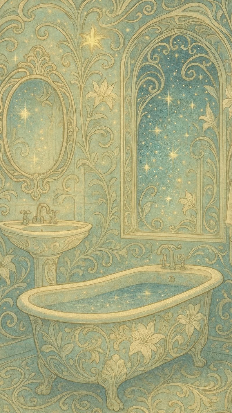 Dreamy ornate bathroom illustration
