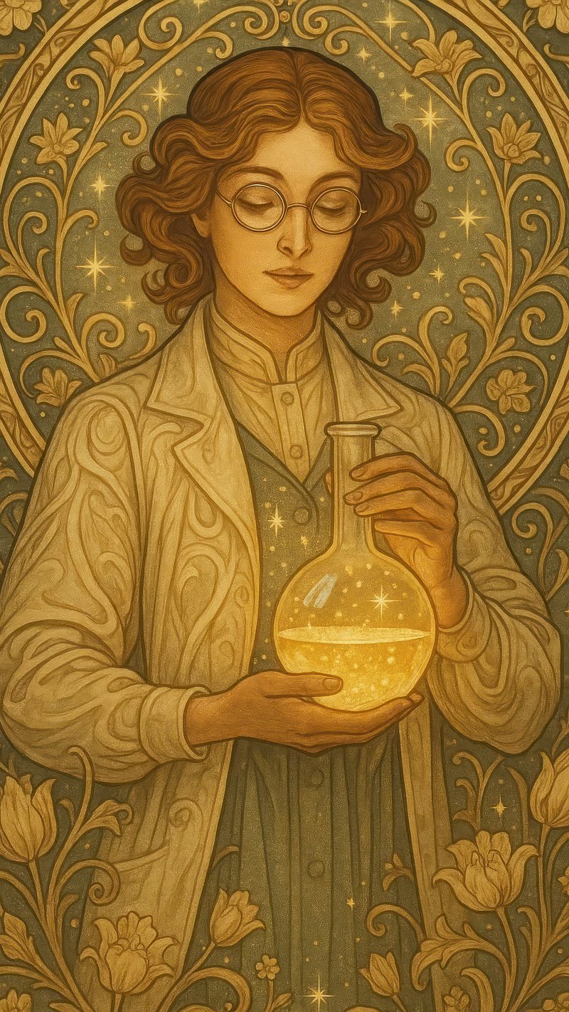 Mystical scientist with glowing flask